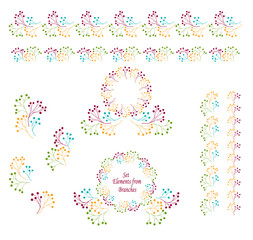 Set abstract borders circles  Wreaths  from branches colorful tones for decoration template flyer banner or other things