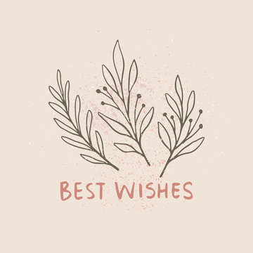 Best Wishes - Card Template. Floral Hand Drawn Vector Background