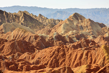 View on sculpted rainbow mountains