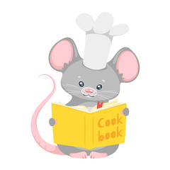 Cute mouse chef flat vector illustration