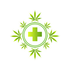 Medical marijuana icons pills, Rx bottles and other medicinal cannabis symbols. 