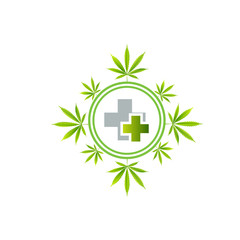Medical marijuana icons pills, Rx bottles and other medicinal cannabis symbols. 