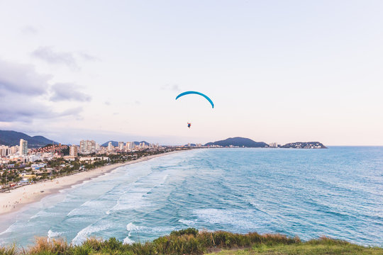 Paragliding on the beach in Brazil