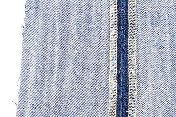 Piece of blue jeans fabric