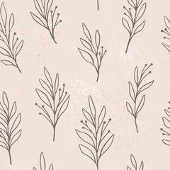 Printed kitchen splashbacks Floral Prints Hand drawn floral seamless pattern. Vector background with leaves and flowers