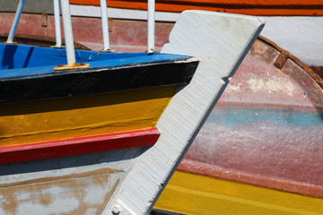 Fototapeta na wymiar Colorful wooden boats in Camara de Lobos vilage Madeira island Portugal
