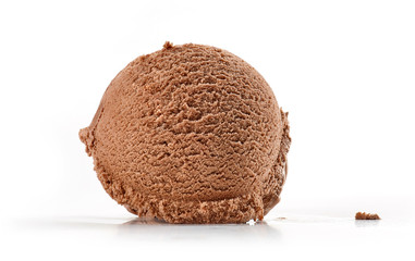 chocolate ice cream on white background