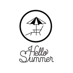 hello summer label with white background