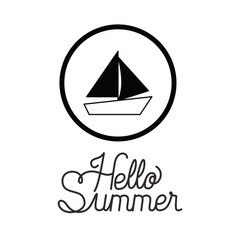 hello summer label with white background