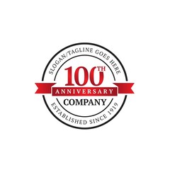 Fototapeta na wymiar 100 years anniversary red seal logo design