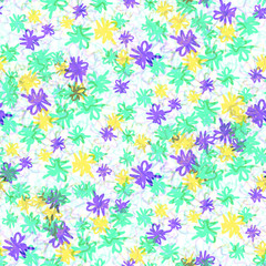 Seamless pattern floral design. Summer print with neon flowers. Watercolor effect. Suitable for bed linen, leggings, shorts and fashion industry.