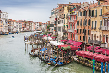 Fototapeta na wymiar Grand Canal, Venice, Italy. View from Rialto Bridge