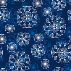 Abstract geometric winter snowflakes seamless pattern.