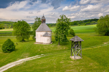 Saint Nicholas and Virgin Mary rotunda with wooden belfry, Selo, Slovenia