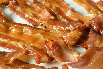 Close up of candied bacon slices