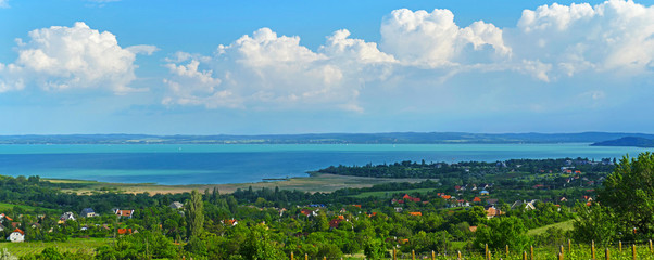 Wide panorama of Lake Balaton