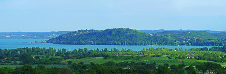 Wide panorama of Lake Balaton and Tihany