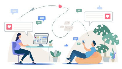 Online Dating Services and Apps Vector Concept