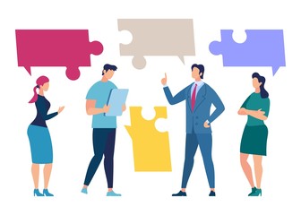 Obraz premium Businesspeople Negotiation Flat Vector Concept
