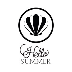 hello summer label with white background