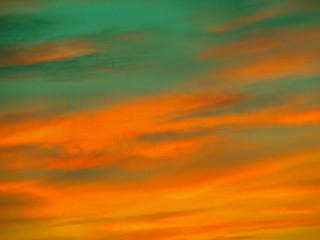 Obraz premium Bright colorful sky on evening sunset. Amazing blue, purple colorful sky on a lake surface at sundown. Beautiful natural abstract background.