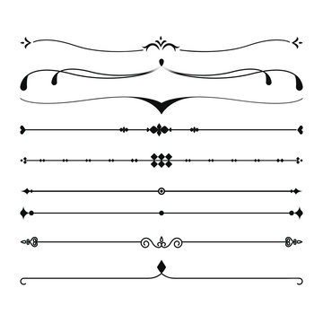 Dividers and borders set in medieval style. Vector version