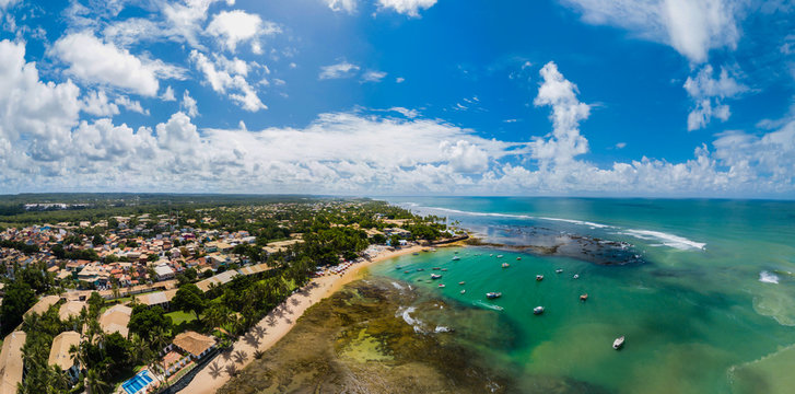 Aerial view of Praia do Forte, Bahia, Brazil