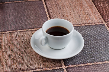 White coffee cup on the table.Coffee time