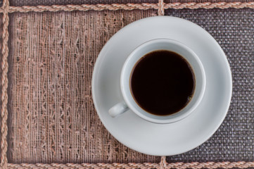 White coffee cup on the table.Coffee time