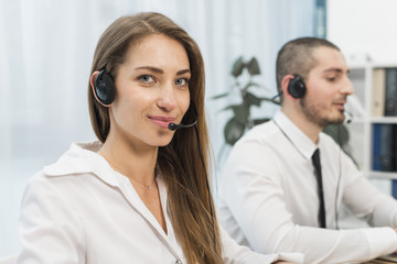 People working in call center