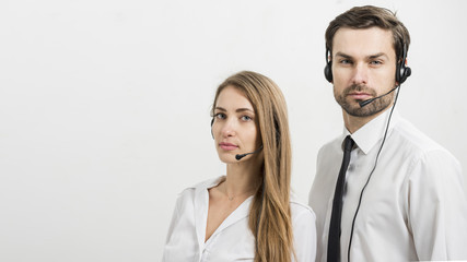 Portrait of call center agents