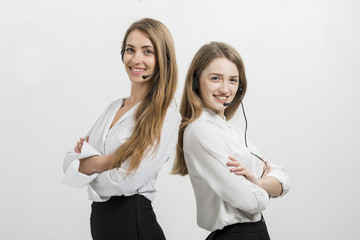 Portrait of call center agents