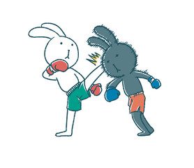 ゆるいうさぎたちのキックボクシング