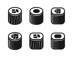 Sushi rolls set of vector various icons