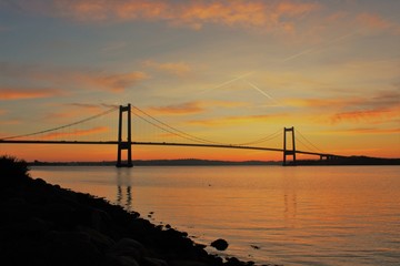 a danish bridge at sunset