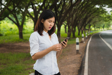 Woman using smart phone