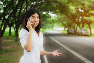 Woman using smart phone