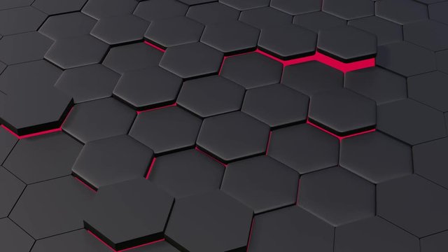 honeycomb animation with grey exagonal design and red light