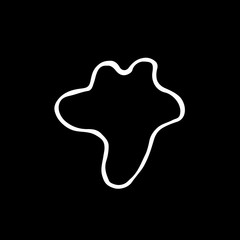 Cute cartoon hand drawn blot symbol. Sweet vector black and white blot symbol. Isolated monochrome doodle blot symbol on black background.