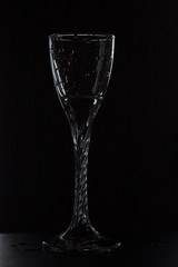 glass in black background closeup