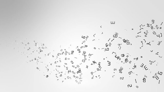 Flying numbers on white background