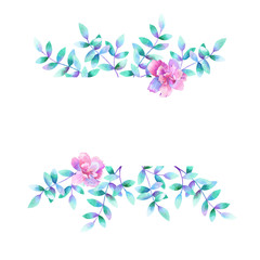 Fototapeta premium Watercolor rectangular floral frame. Template for design. Perfect for wedding invitations, greeting cards, natural cosmetics, prints, posters, packing and tea.