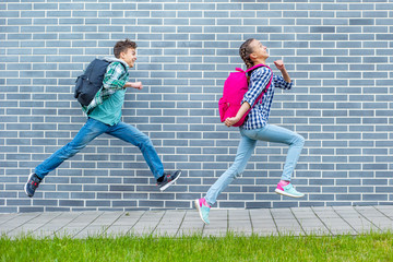 Teen boy and girl back to school