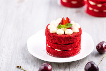 Strawberry cake with milk vegan cream