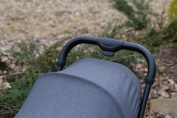 Naklejka na ściany i meble Original baby stroller, close-up details. New design.