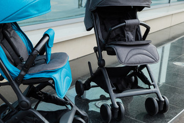 Original baby stroller, close-up details. New design.