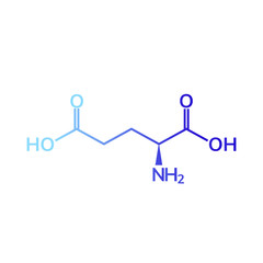 Glutamic acid on white background