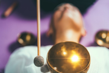 Sound meditation. Tibetan singing bowl