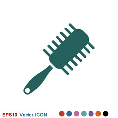 Hair brush icon logo, illustration, vector sign symbol for design