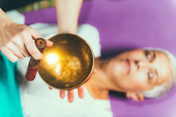 Sound meditation. Tibetan singing bowl